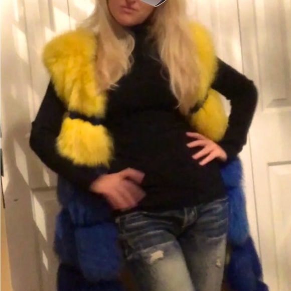 Colourful natural silver fox vest.